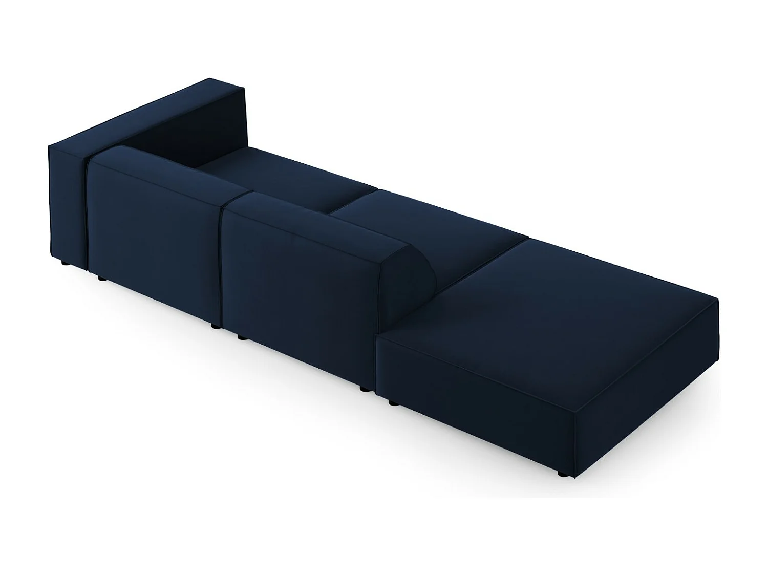 Cosmopolitan Design - Sofá esquerdo "Arendal" 4 lugares em veludo azul real - 262x102x70cm