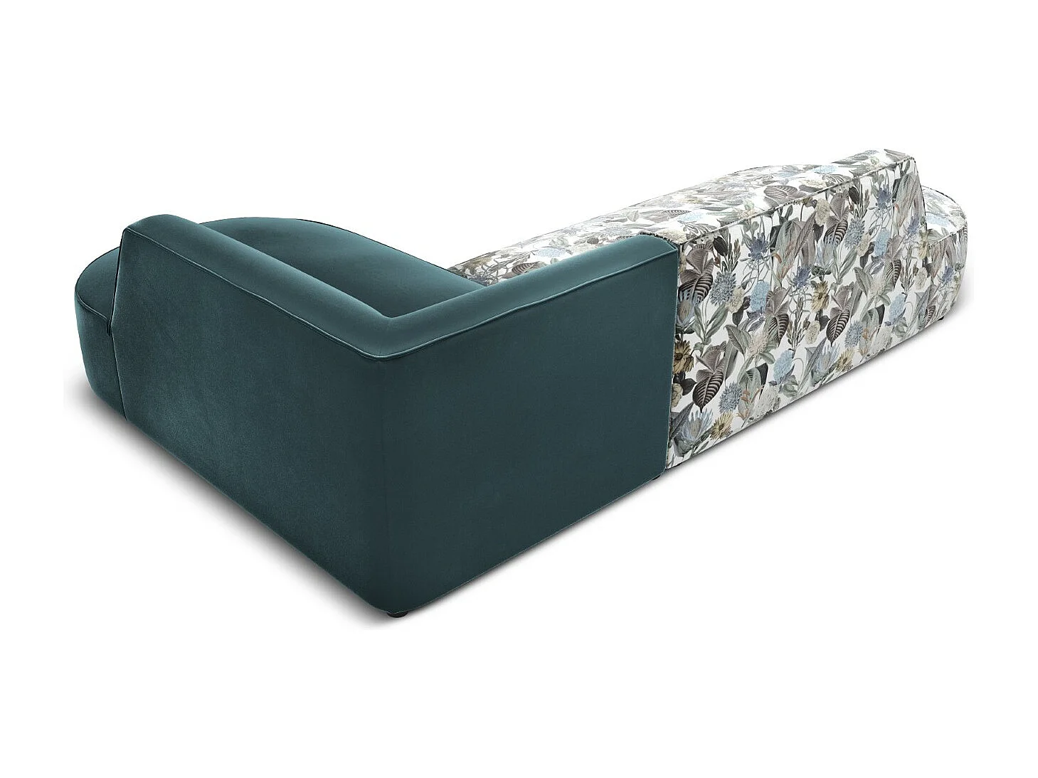 CXL by Christian Lacroix - Rechter hoekbank "Charles" 4 zitplaatsen, Flueel, lichtblauw tuinpatroon, blauw - 273x180x69cm