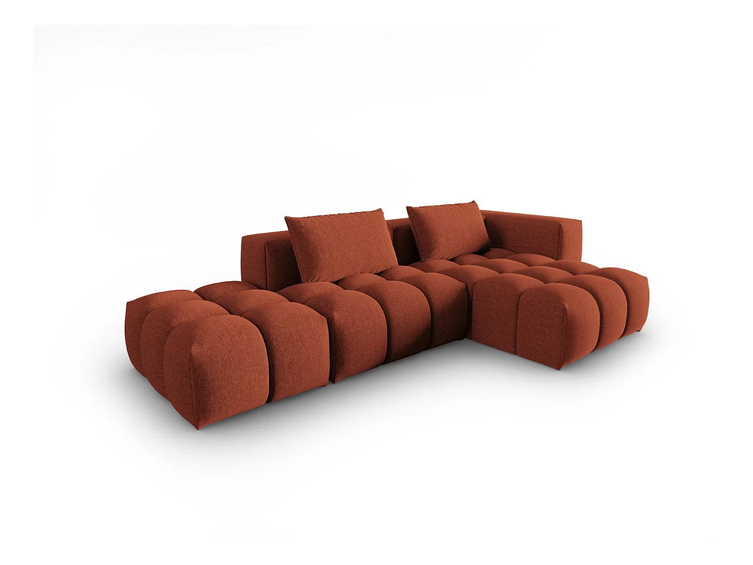 CXL by Christian Lacroix - Canapé d'angle droit modulable "Lorella" 4 places en tissu structurel corail - 265x145x70cm