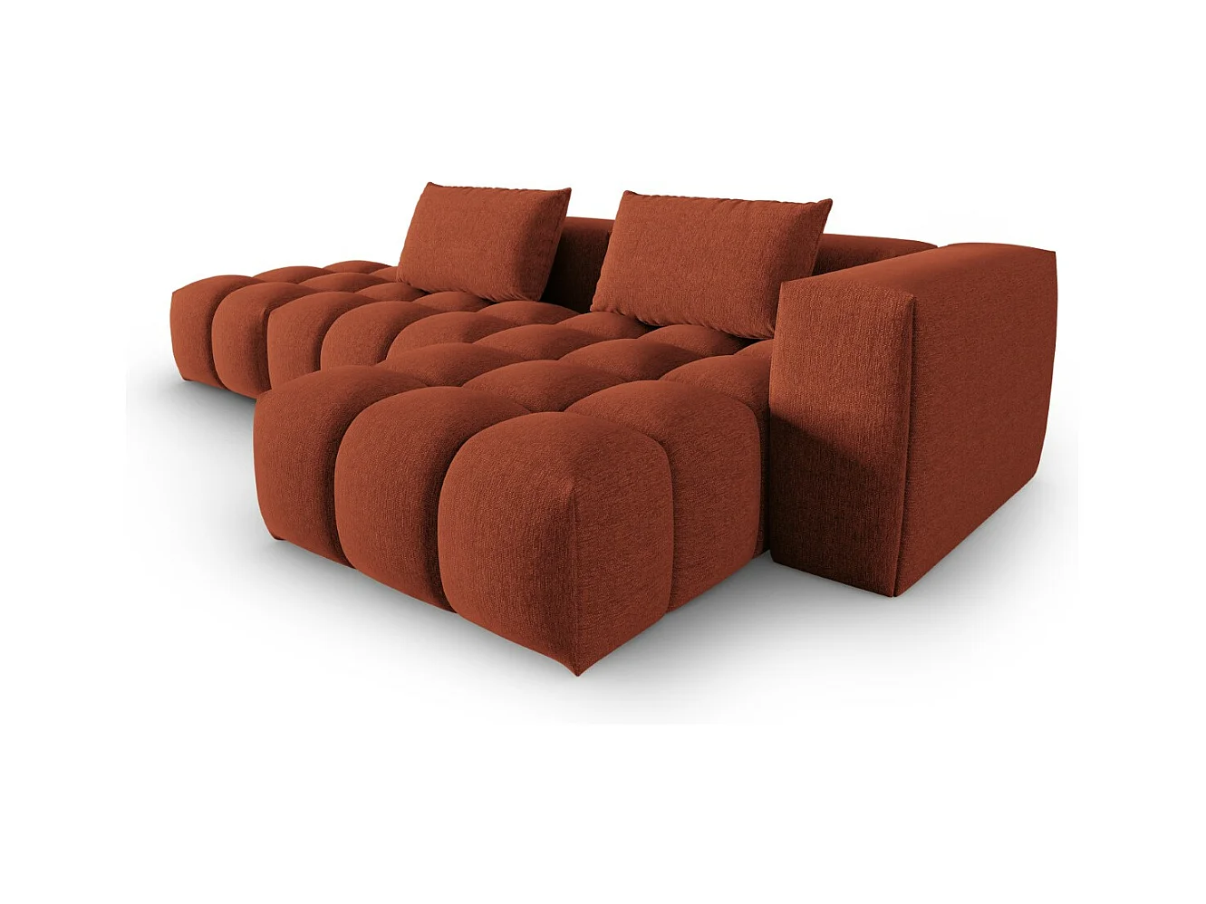 CXL by Christian Lacroix - Canapé d'angle droit modulable "Lorella" 4 places en tissu structurel corail - 265x145x70cm