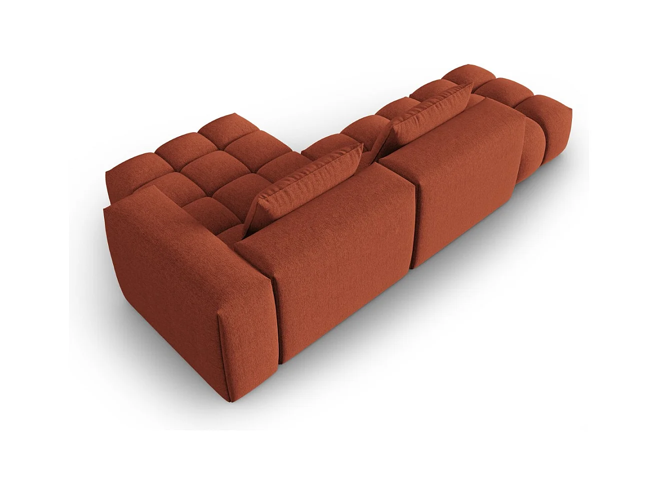 CXL by Christian Lacroix - Canapé d'angle droit modulable "Lorella" 4 places en tissu structurel corail - 265x145x70cm