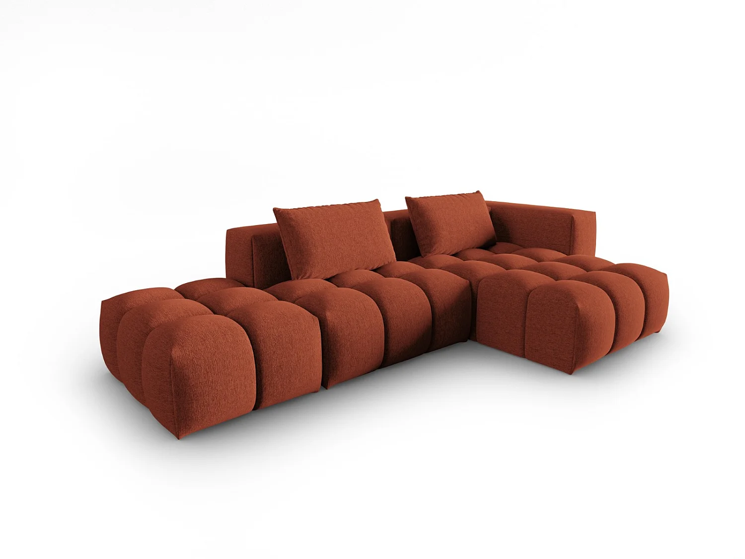 CXL by Christian Lacroix - Canapé d'angle droit modulable "Lorella" 4 places en tissu structurel corail - 265x145x70cm