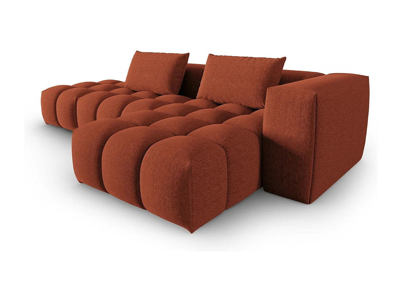 CXL by Christian Lacroix - Canapé d'angle droit modulable "Lorella" 4 places en tissu structurel corail - 265x145x70cm