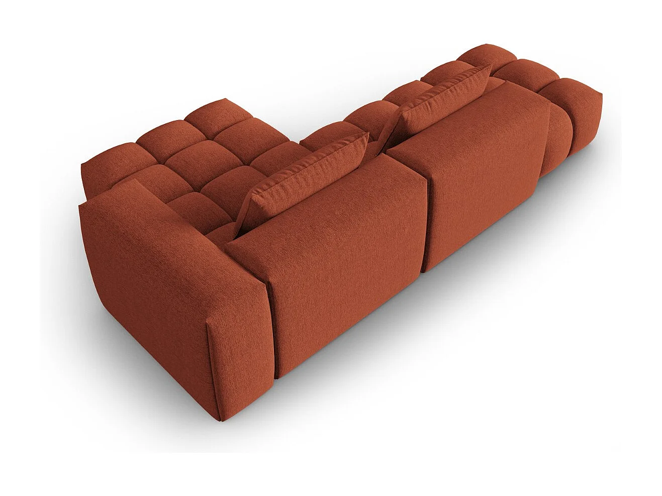 CXL by Christian Lacroix - Canapé d'angle droit modulable "Lorella" 4 places en tissu structurel corail - 265x145x70cm