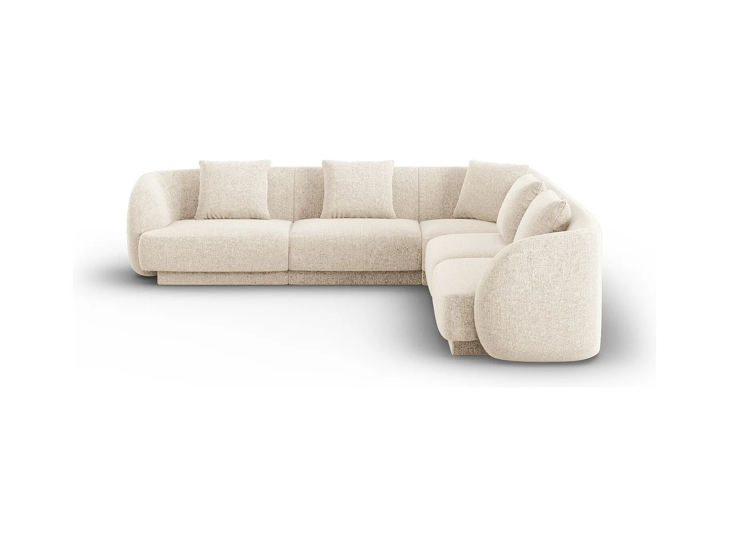 Cosmopolitan Design - Symmetrische hoekbank "Tulum" 5 zitplaatsen, Chenille, Lichtbeige - 255x255x70cm