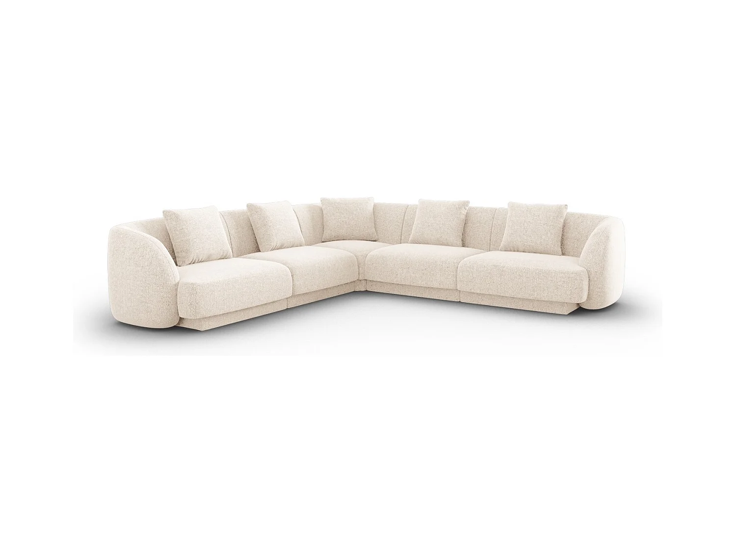 Cosmopolitan Design - Canapé d'angle symétrique "Tulum" 5 places en chenille beige clair - 255x255x70cm