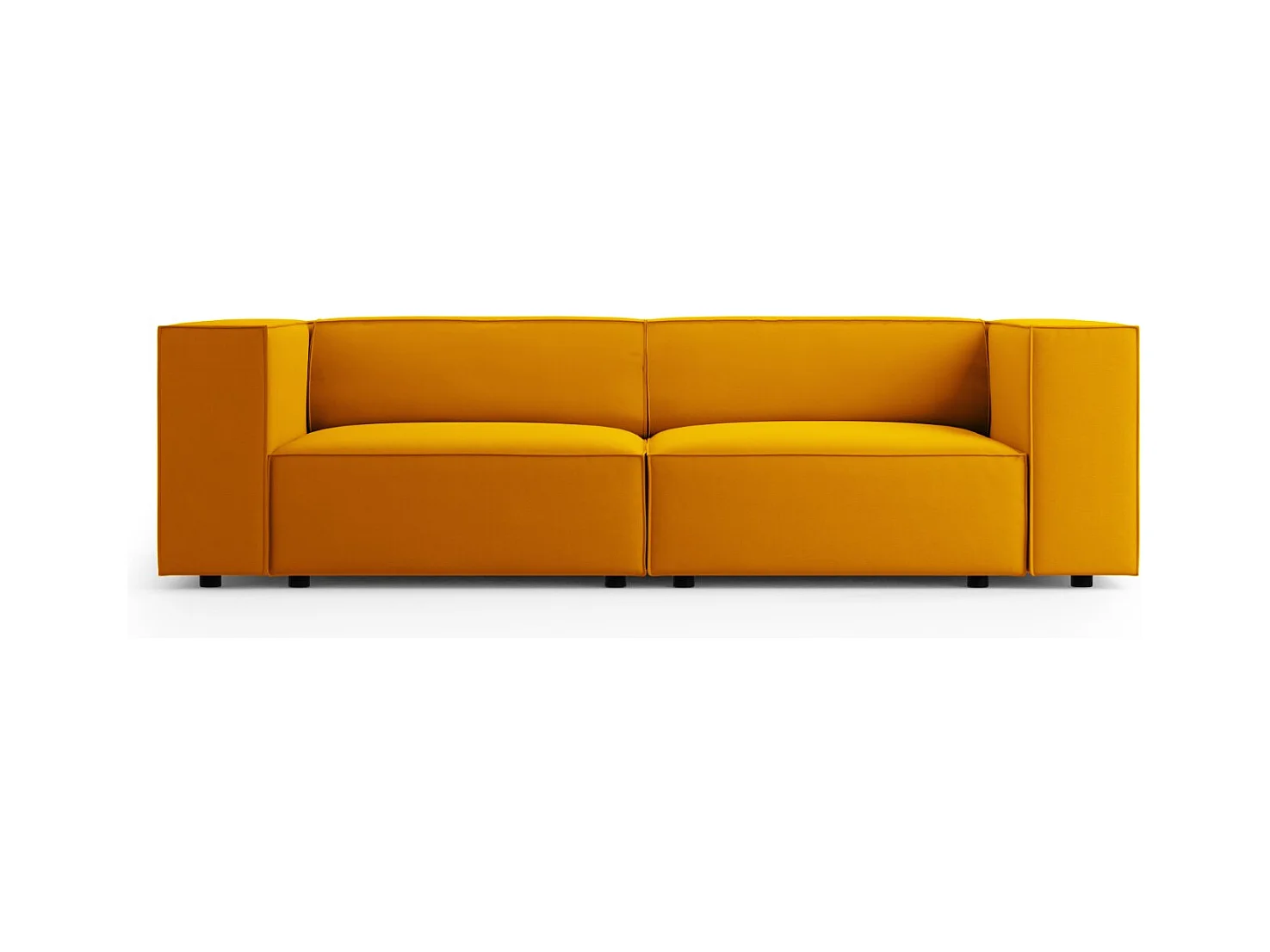 Cosmopolitan Design - Canapé "Arendal" 3 places en velours jaune - 204x102x70cm