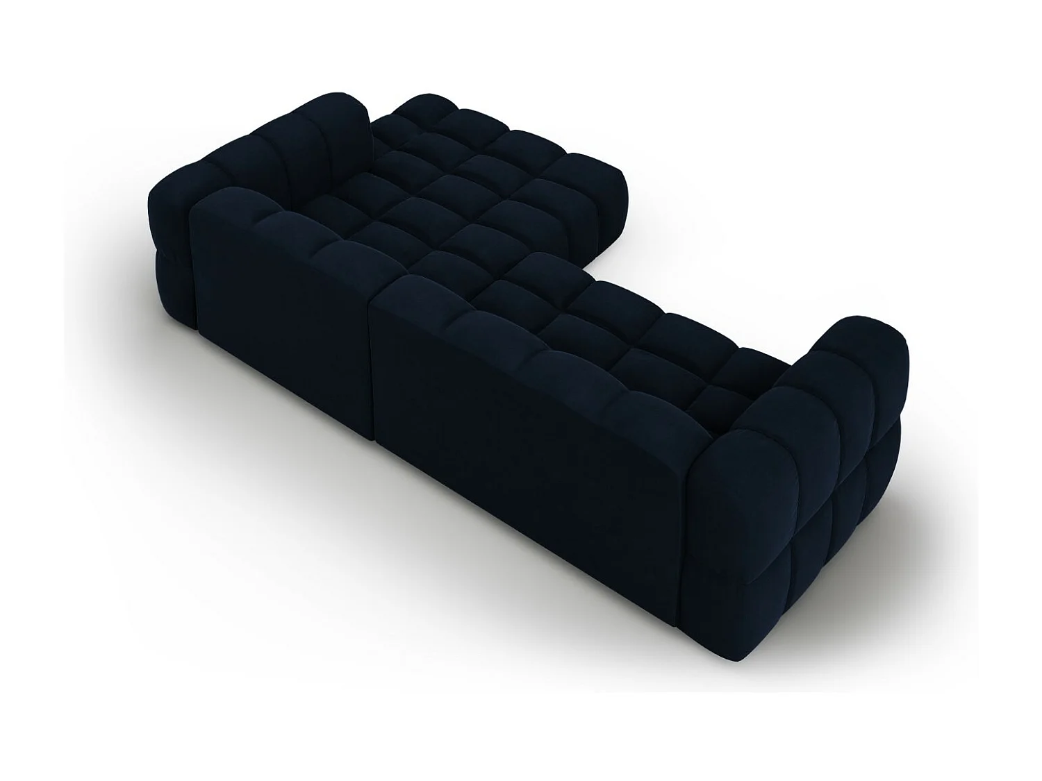 Cosmopolitan Design - Canapé d'angle droit modulable "Sky" 4 places en velours bleu roi - 272x162x75cm