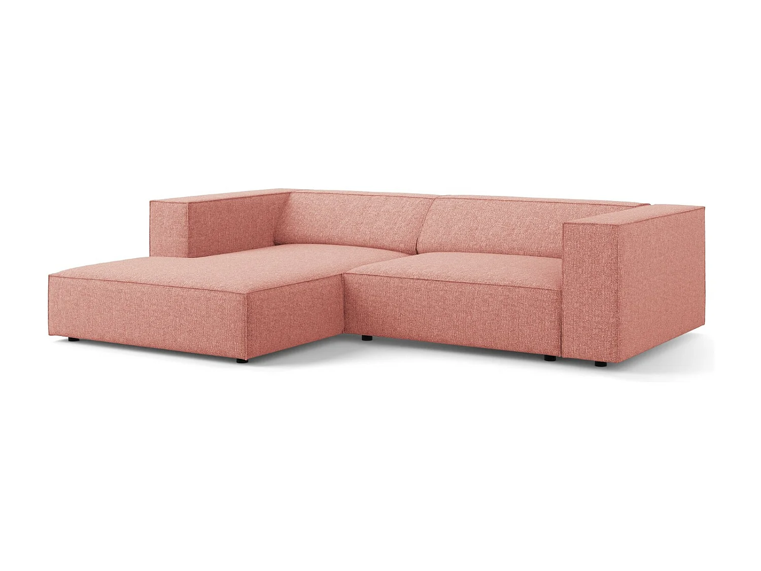 Cosmopolitan Design - 3-Sitzer Ecksofa links "Arendal" aus Chenille-Stoff rosa - 224x166x70cm
