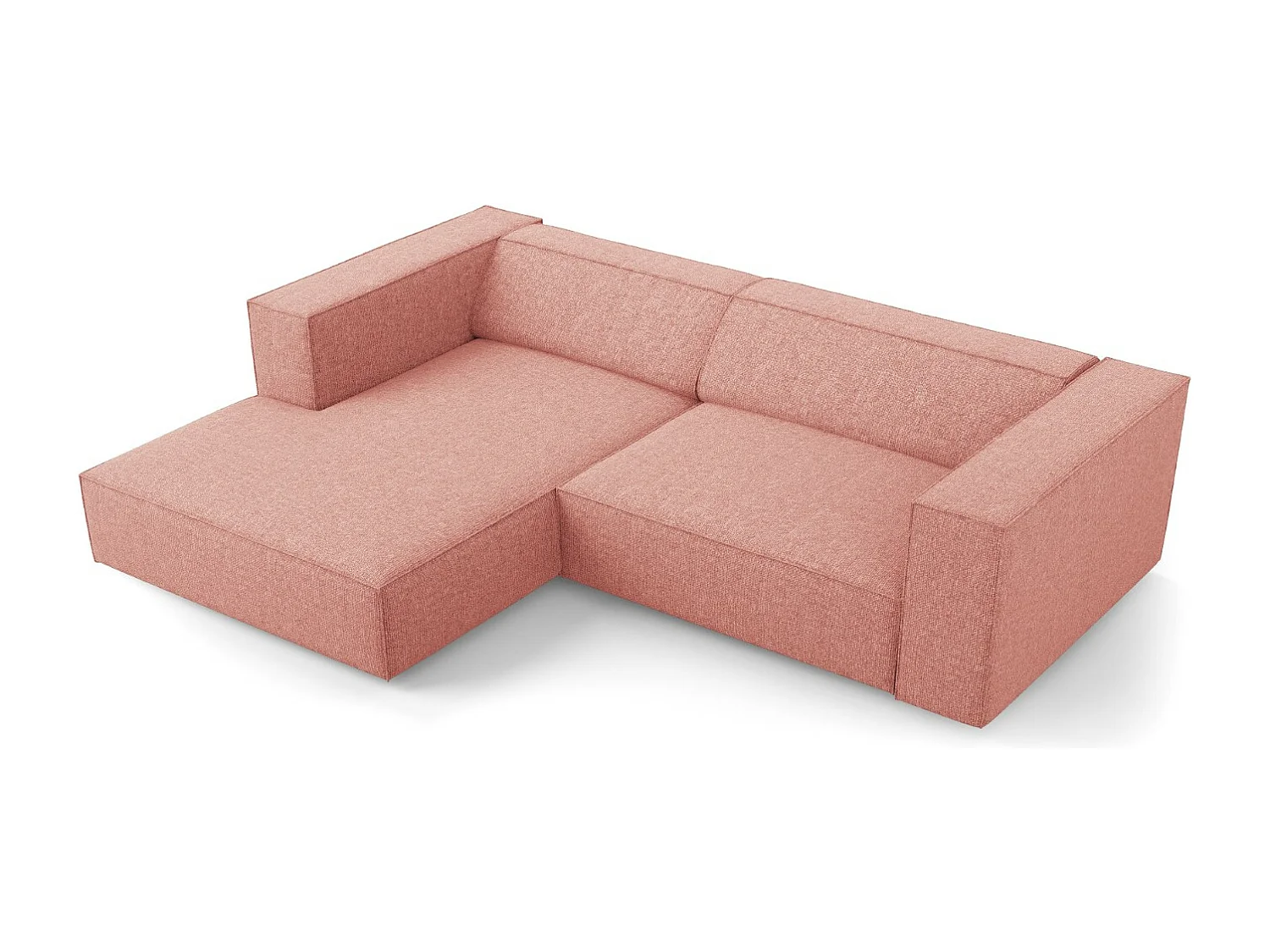 Cosmopolitan Design - 3-Sitzer Ecksofa links "Arendal" aus Chenille-Stoff rosa - 224x166x70cm
