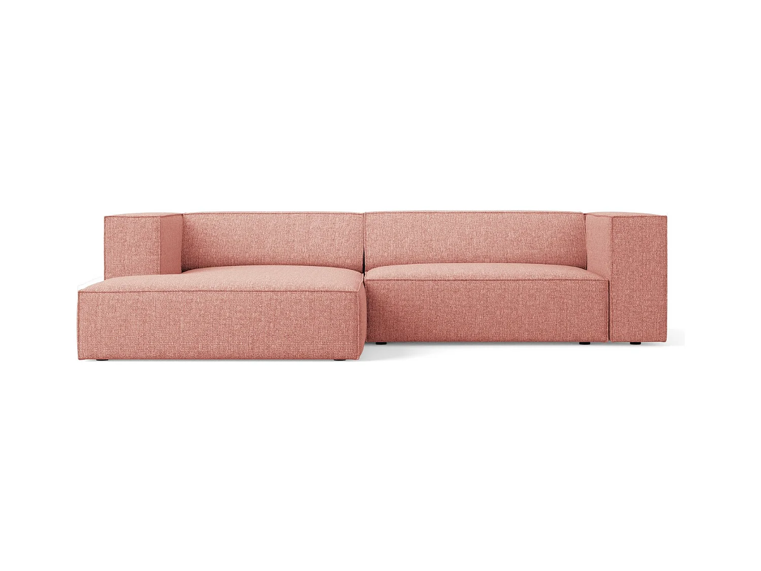 Cosmopolitan Design - Canapé d'angle gauche "Arendal" 3 places en chenille rose - 224x166x70cm