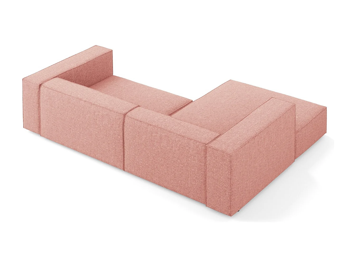 Cosmopolitan Design - Sofá de canto esquerdo "Arendal" 3 lugares em tecido chenille rosa - 224x166x70cm