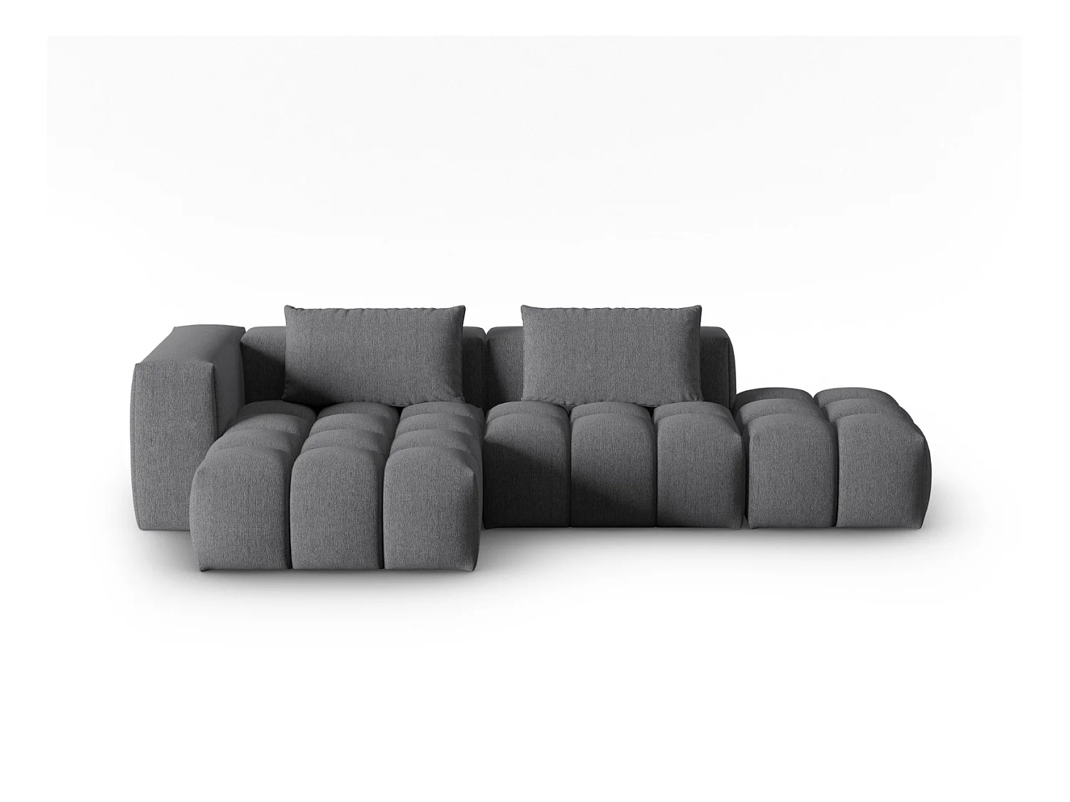 CXL by Christian Lacroix - Canapé d'angle gauche modulable "Lorella" 4 places en tissu structurel gris - 265x145x70cm