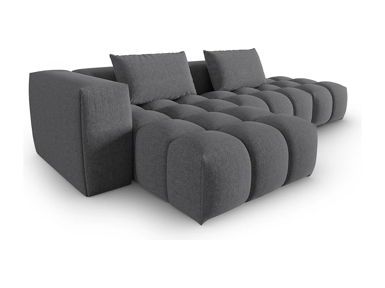 CXL by Christian Lacroix - Canapé d'angle gauche modulable "Lorella" 4 places en tissu structurel gris - 265x145x70cm