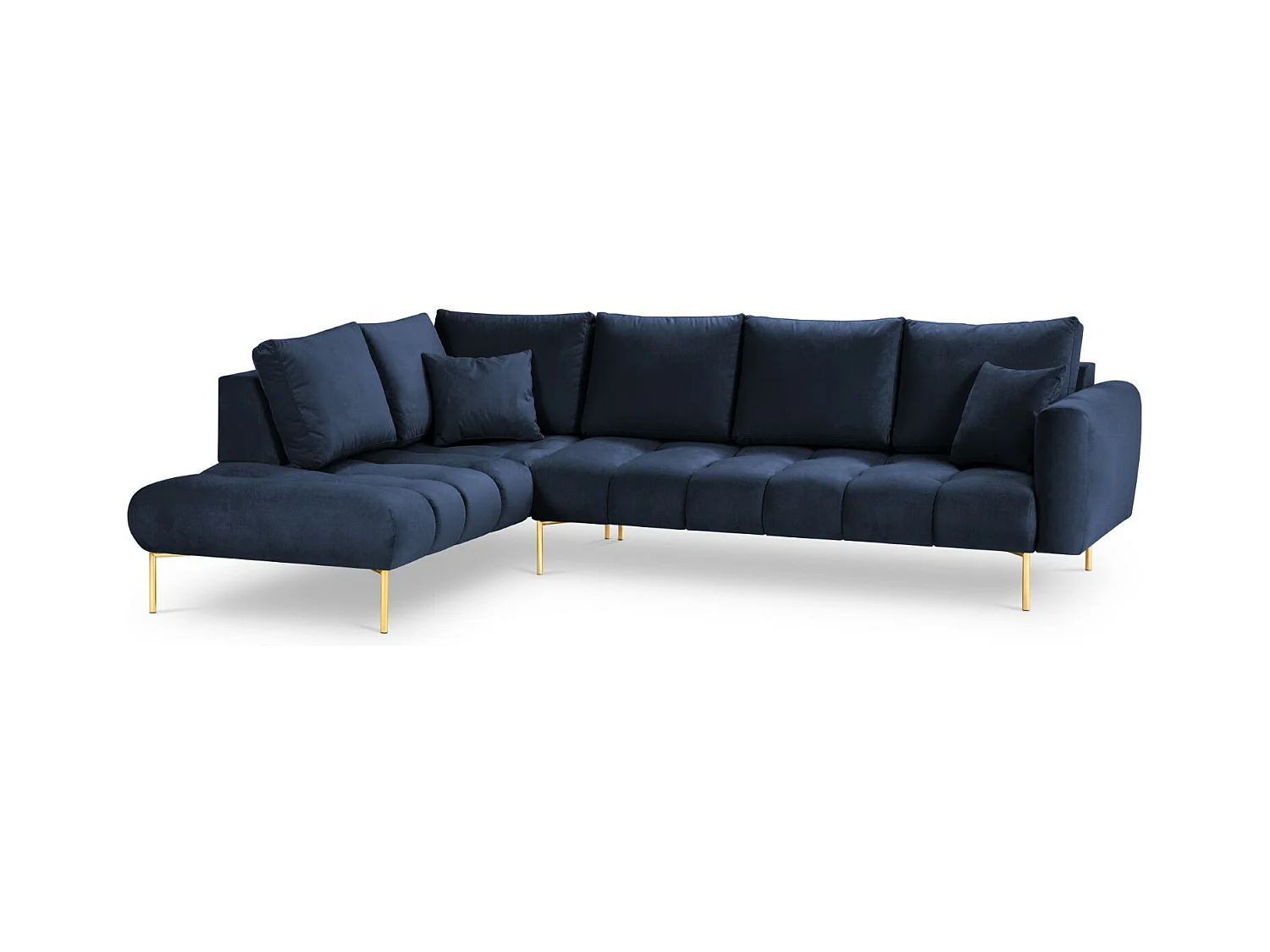 Cosmopolitan Design - Linker hoekbank "Hastings" 5 zitplaatsen, Flueel, Koningsblauw - 301x216x75cm