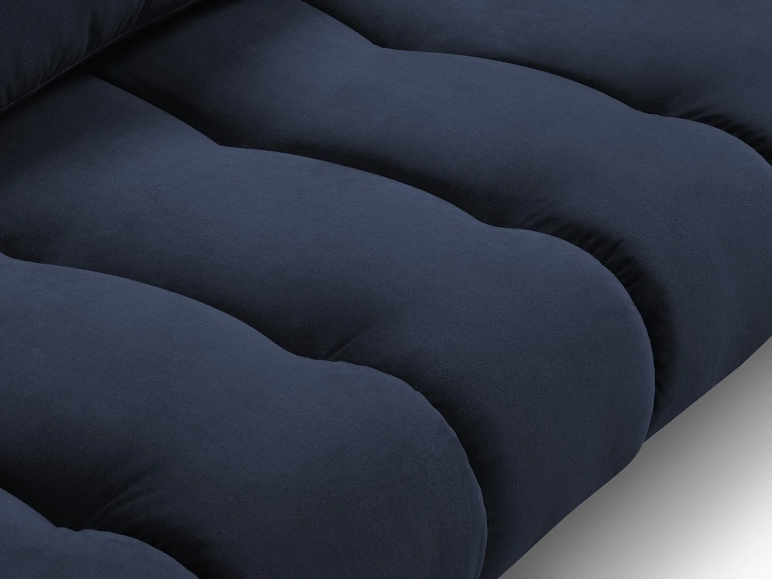 Cosmopolitan Design - Sofá de canto esquerdo "Hastings" 5 lugares em veludo azul real - 301x216x75cm