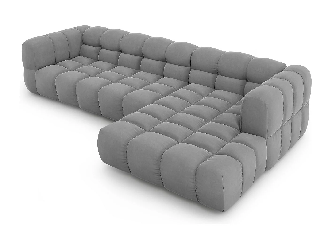 Cosmopolitan Design - 4-Sitzer modulares Ecksofa rechts "Sky" aus Samt hellgrau - 300x162x75cm