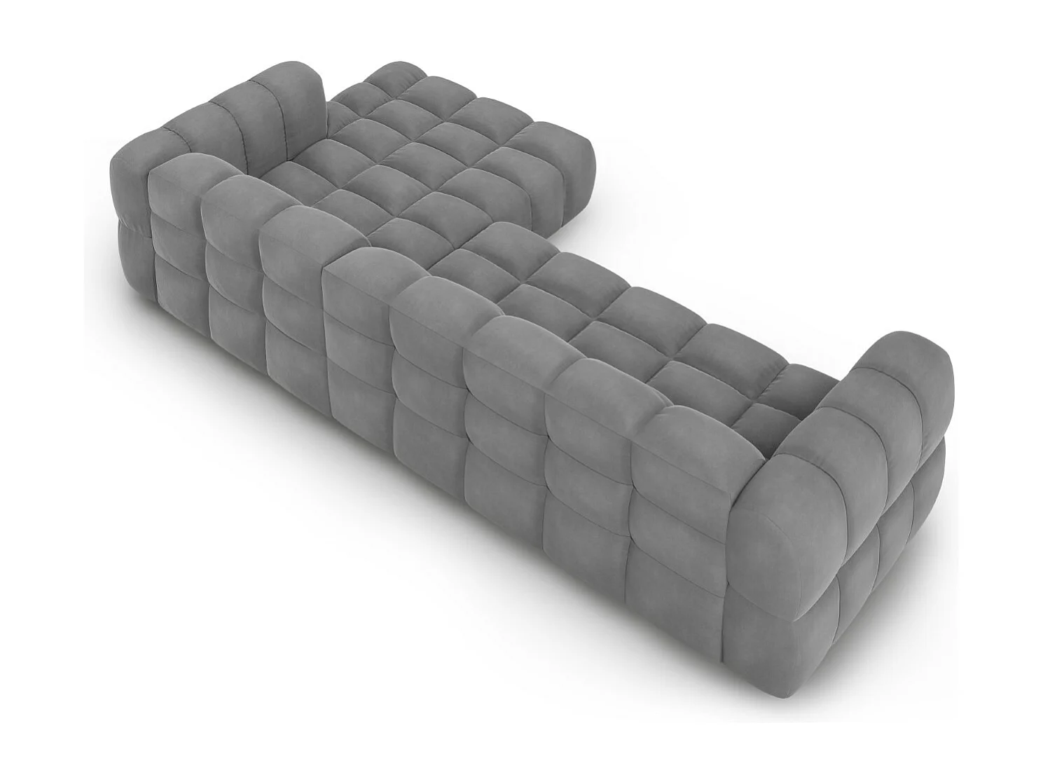 Cosmopolitan Design - 4-Sitzer modulares Ecksofa rechts "Sky" aus Samt hellgrau - 300x162x75cm