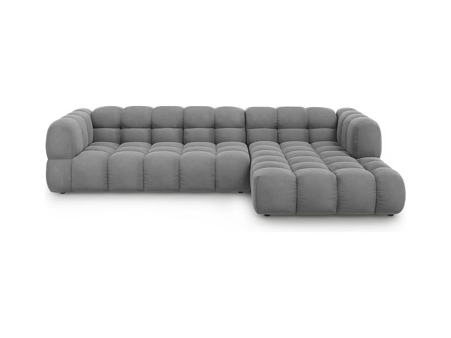 Cosmopolitan Design - Modulaire hoekbank rechts "Sky" 4 zitplaatsen, Flueel, Lichtgrijs - 300x162x75cm