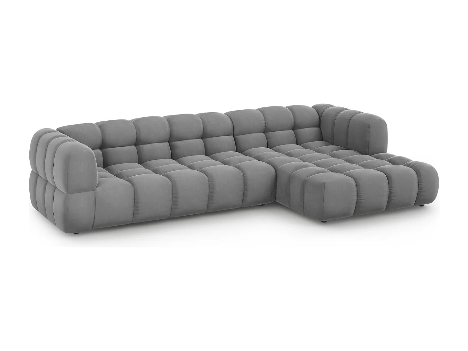 Cosmopolitan Design - Canapé d'angle droit modulable "Sky" 4 places en velours gris clair - 300x162x75cm