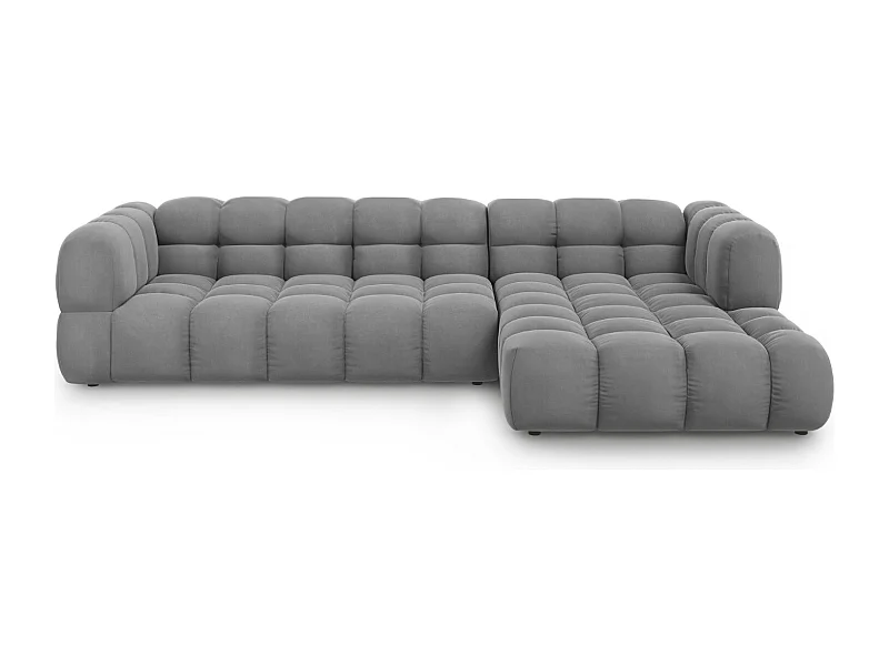 Cosmopolitan Design - Sofá modular de canto direito "Sky" 4 lugares em veludo cinza claro - 300x162x75cm