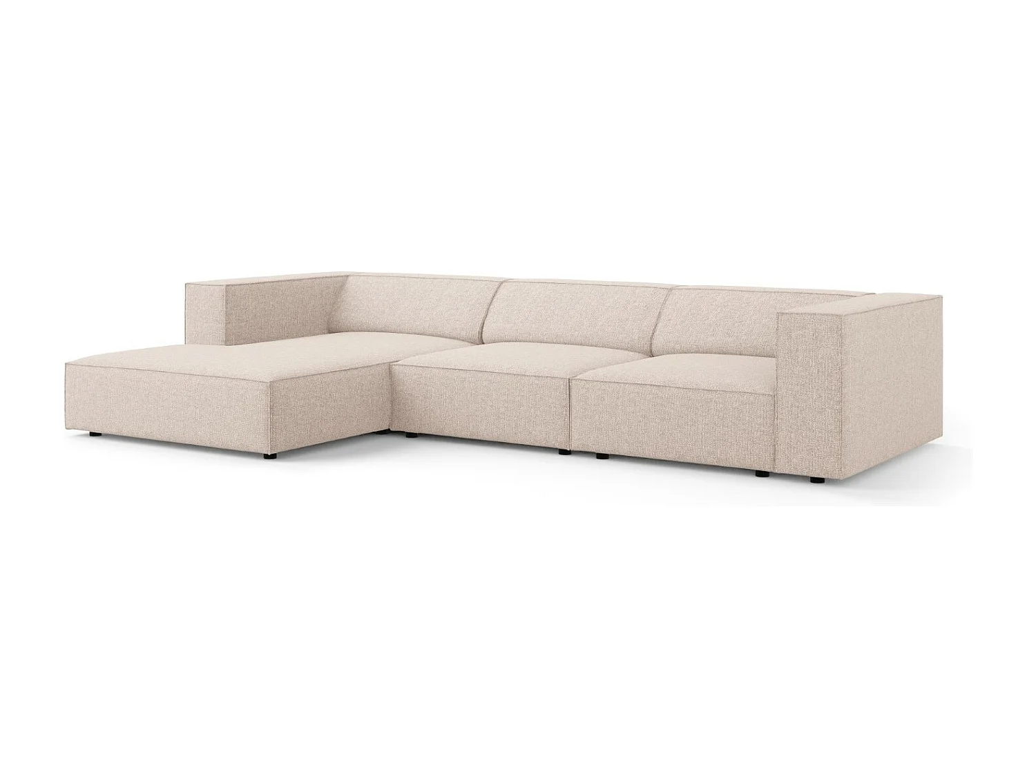 Cosmopolitan Design - 4-Sitzer Ecksofa links "Arendal" aus Chenille-Stoff beige - 284x166x70cm