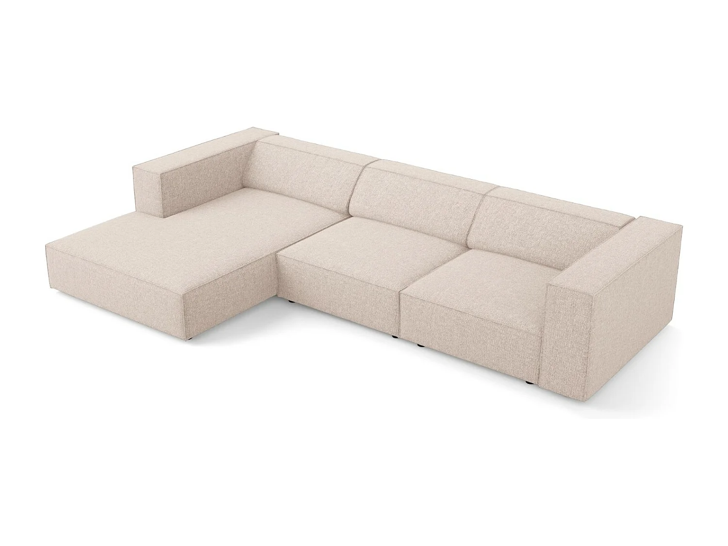 Cosmopolitan Design - 4-Sitzer Ecksofa links "Arendal" aus Chenille-Stoff beige - 284x166x70cm