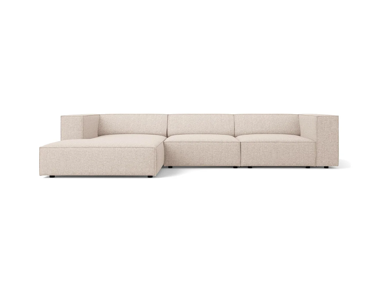 Cosmopolitan Design - Linker hoekbank "Arendal" 4 zitplaatsen, Chenille, Beige - 284x166x70cm