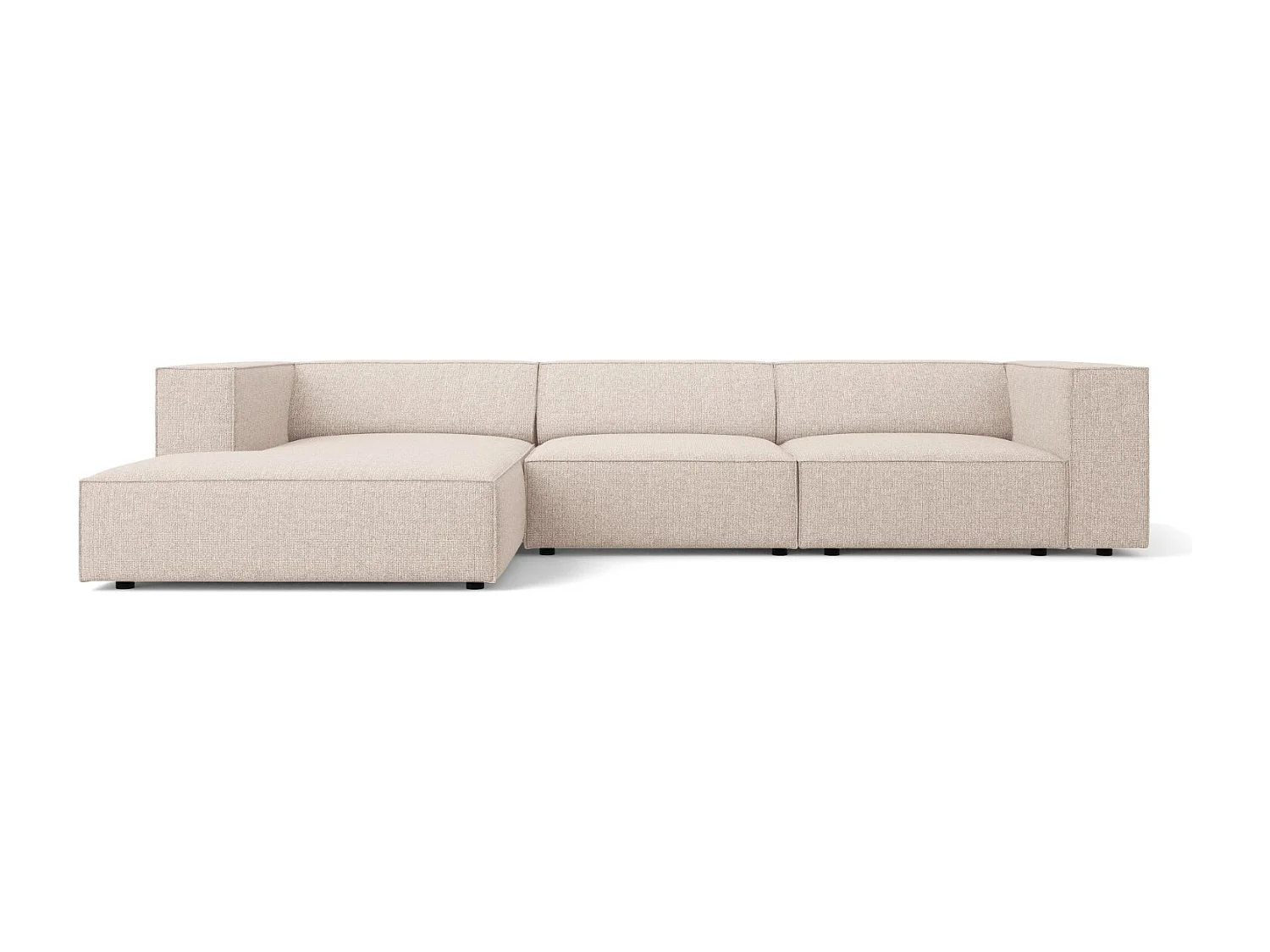 Cosmopolitan Design - Canapé d'angle gauche "Arendal" 4 places en chenille beige - 284x166x70cm