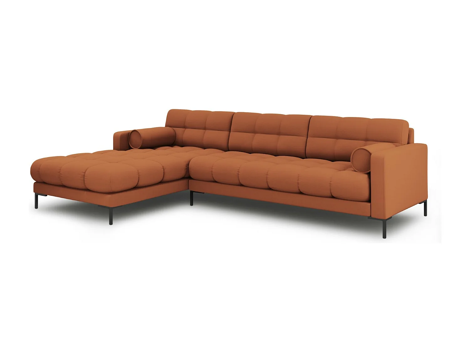 Cosmopolitan Design - 5-Sitzer Ecksofa links "Bali" aus strukturiertem Stoff ziegelrot - 293x185x75cm