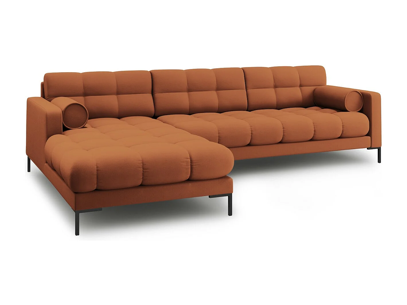 Cosmopolitan Design - 5-Sitzer Ecksofa links "Bali" aus strukturiertem Stoff ziegelrot - 293x185x75cm