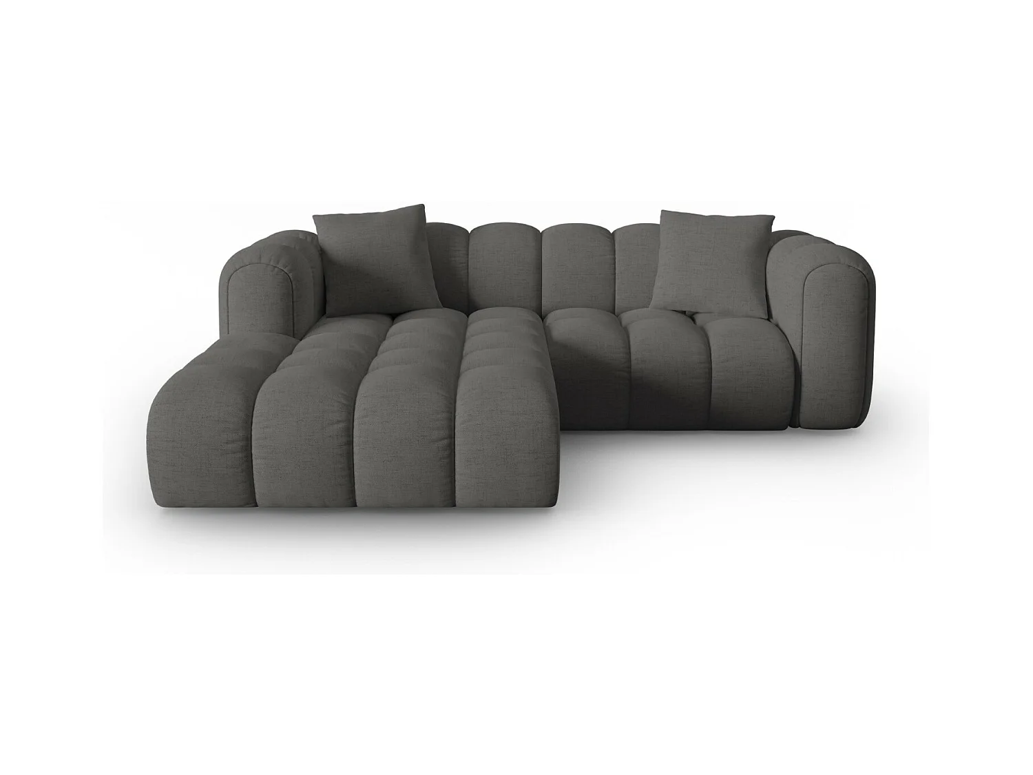 CXL by Christian Lacroix - Modulaire hoekbank links "Clotilde" 3 zitplaatsen, Structurele stof, Grijs - 187x190x70cm