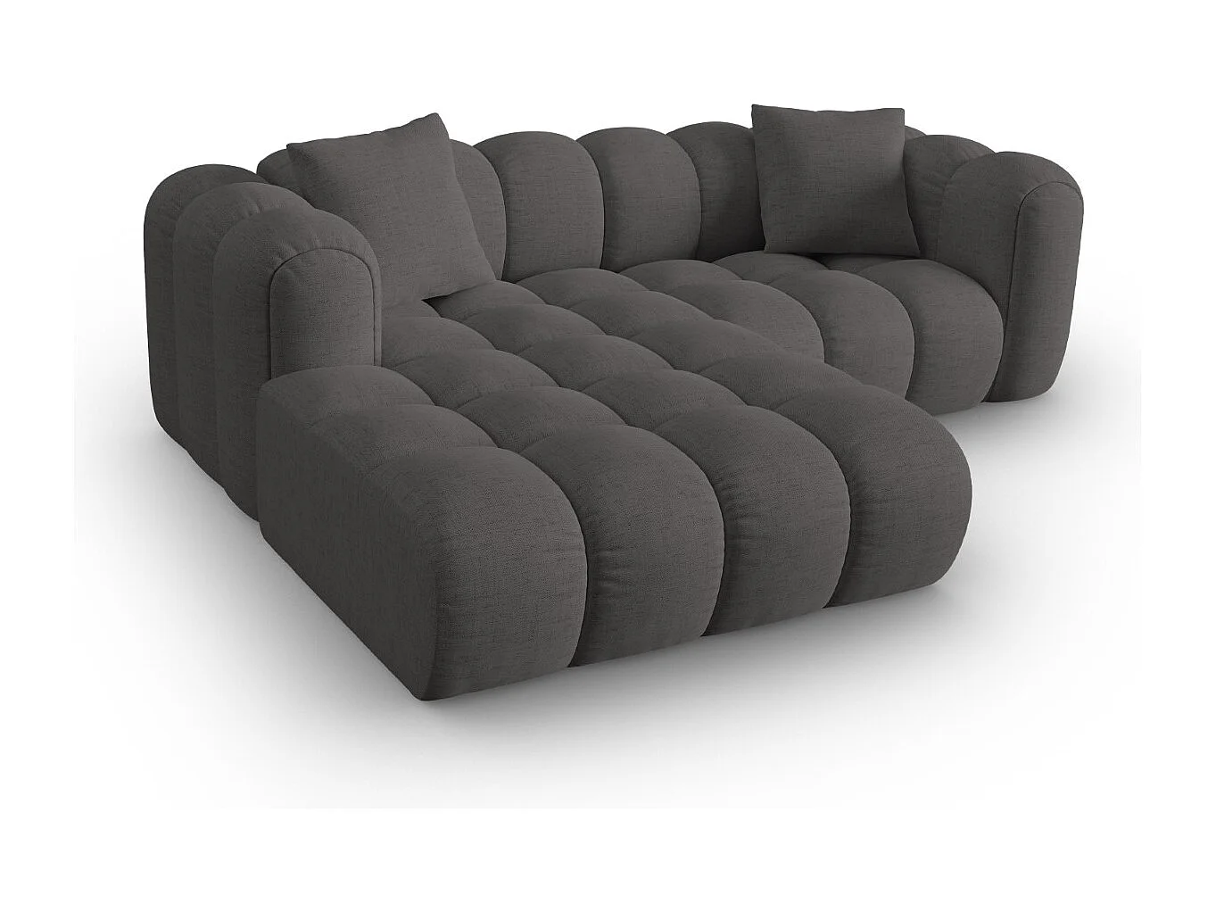 CXL by Christian Lacroix - Canapé d'angle gauche modulable "Clotilde" 3 places en tissu structurel gris - 187x190x70cm