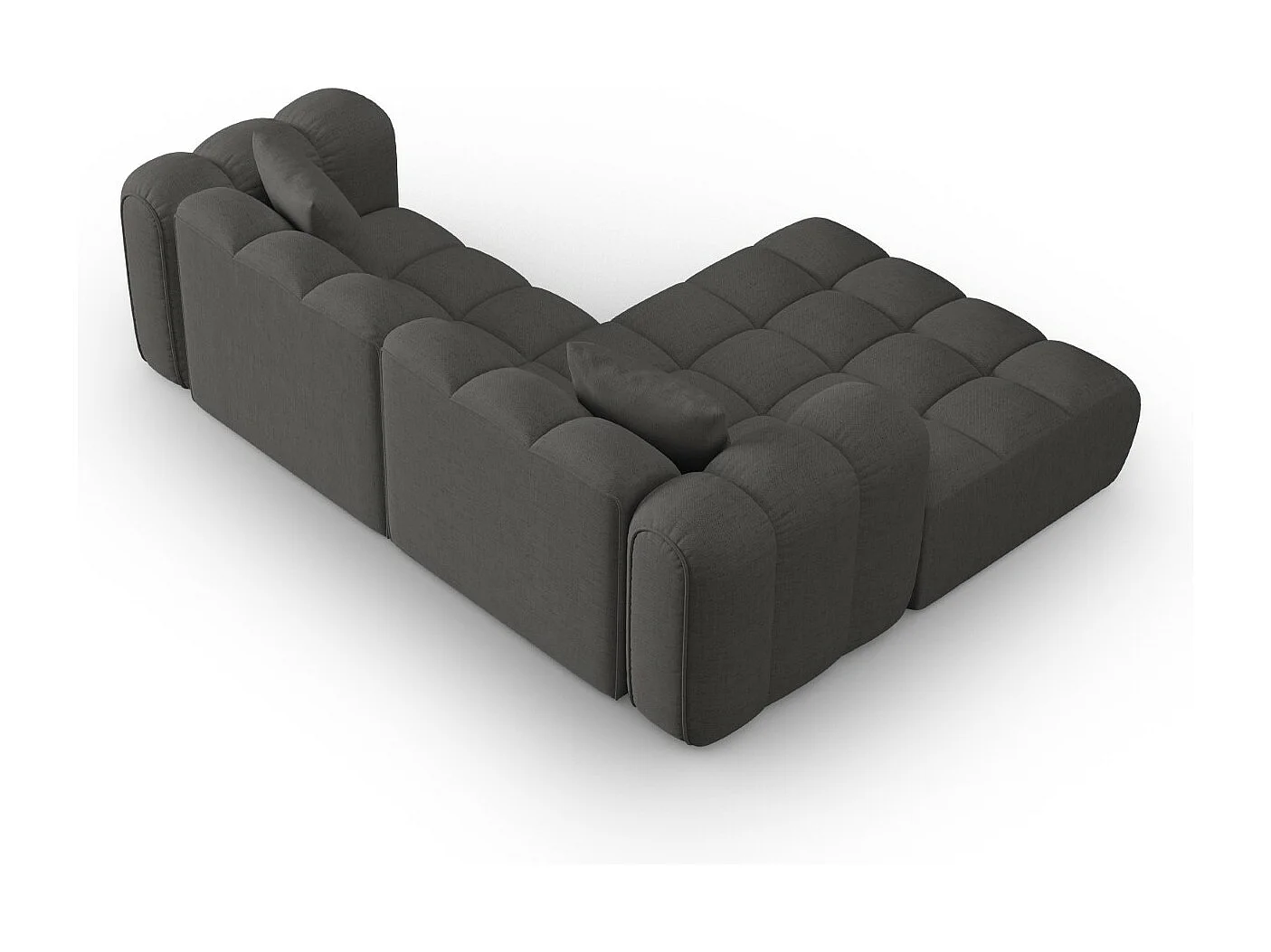 CXL by Christian Lacroix - Canapé d'angle gauche modulable "Clotilde" 3 places en tissu structurel gris - 187x190x70cm