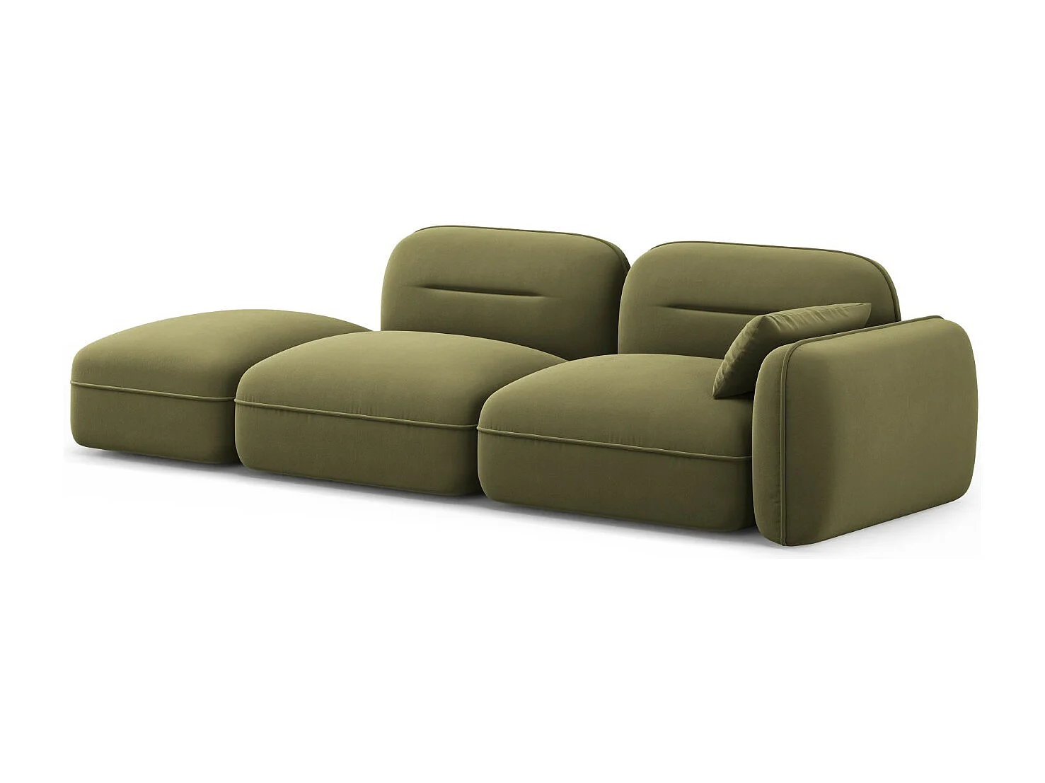 Cosmopolitan Design - Canapé modulable gauche "Sydney" 3 places en velours vert clair - 295x90x70cm