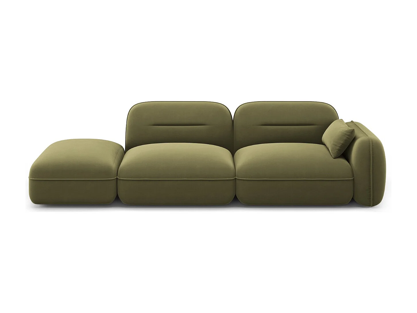 Cosmopolitan Design - Sofá modular virado para a esquerda "Sydney" 3 lugares em veludo verde claro - 295x90x70cm