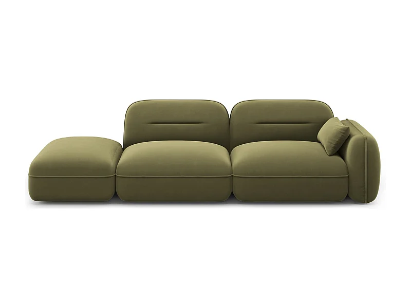 Cosmopolitan Design - Canapé modulable gauche "Sydney" 3 places en velours vert clair - 295x90x70cm