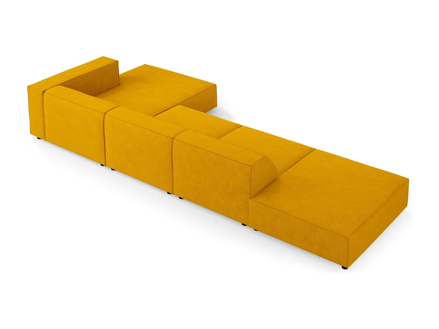 Cosmopolitan Design - Sofá de canto direito "Arendal" 5 lugares em tecido chenille com efeito canelado mostarda - 341x166x70cm