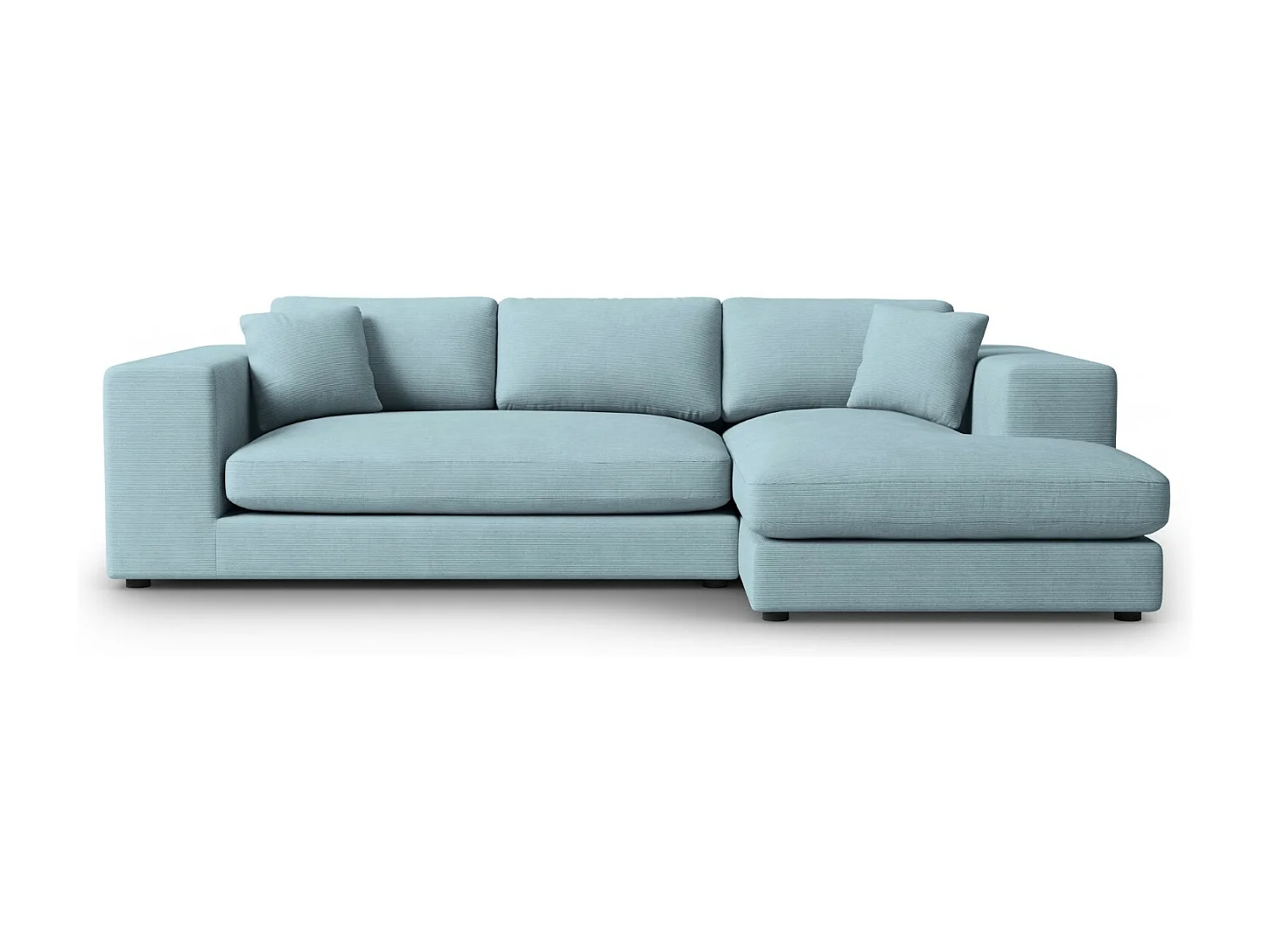 CXL by Christian Lacroix - 5-Sitzer Ecksofa rechts "Tendance" Sitzer aus Cord hellblau - 282x174x72cm