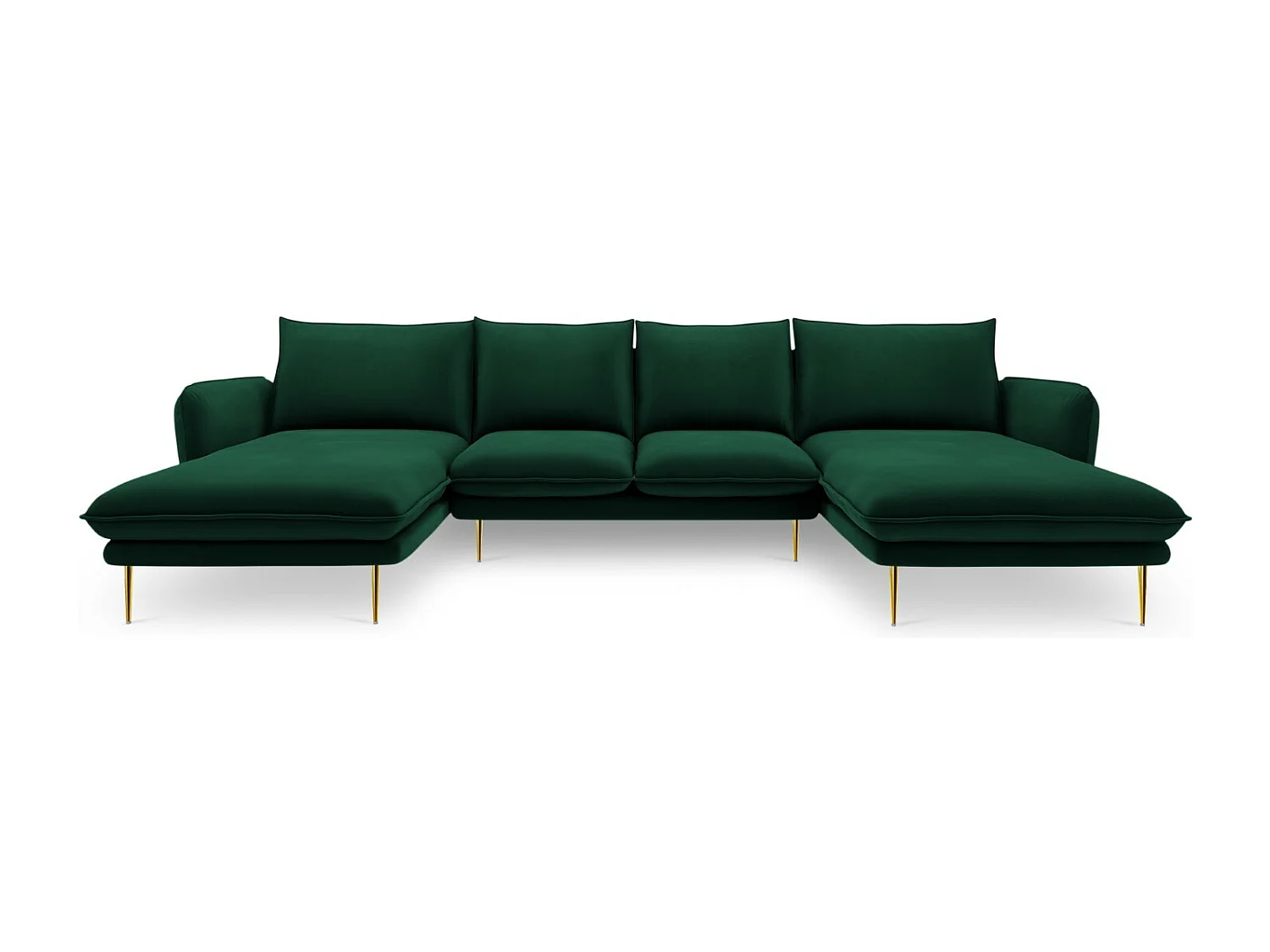 Cosmopolitan Design - Sofá panorâmico "Vienna" 6 lugares em veludo verde garrafa - 350x170x95cm