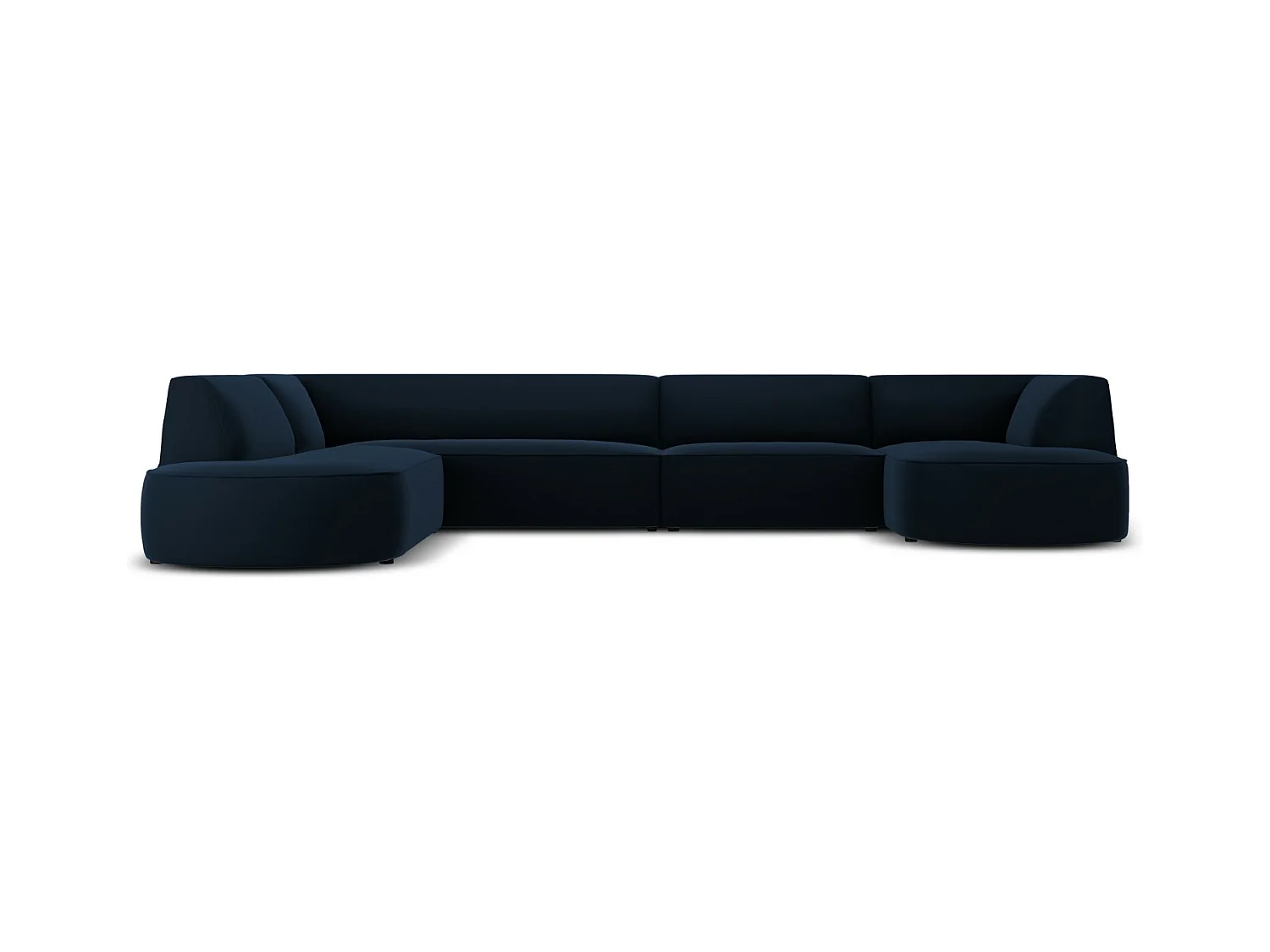 CXL by Christian Lacroix - Panoramische hoekbank links "Charles" 7 zitplaatsen, Flueel, Donkerblauw - 366x273x69cm