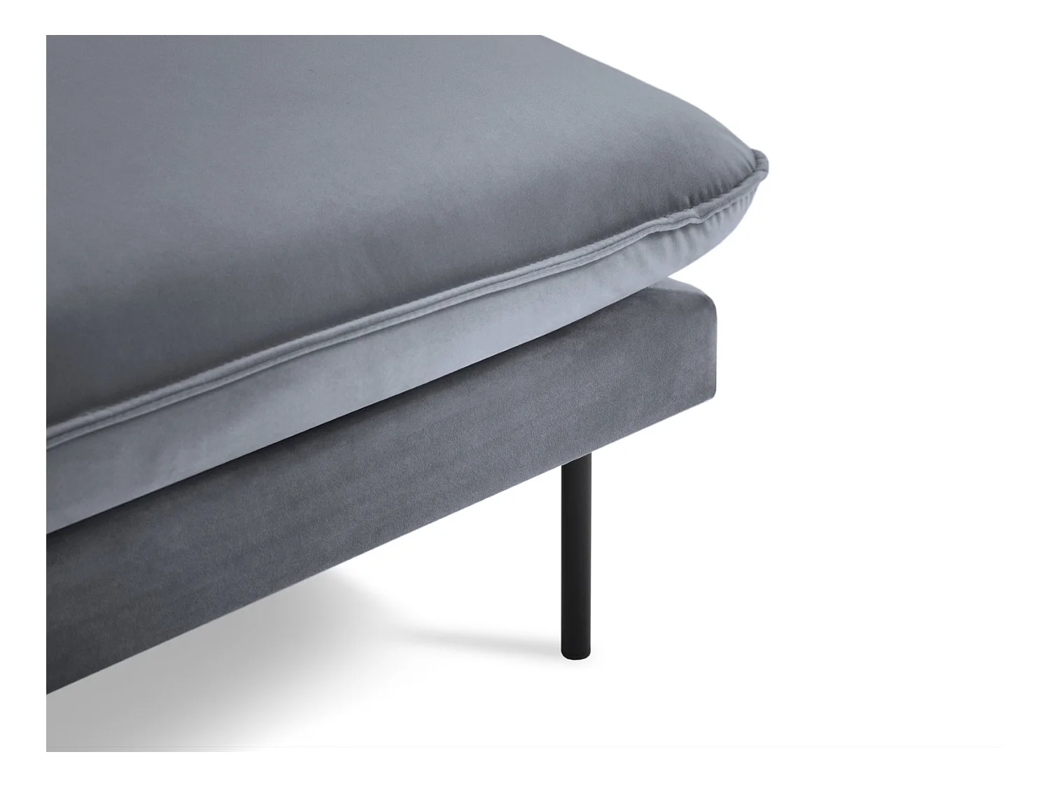 Cosmopolitan Design - Rechter hoekbank "Vienna" 5 zitplaatsen, Flueel, Blauw Grijs - 255x170x95cm