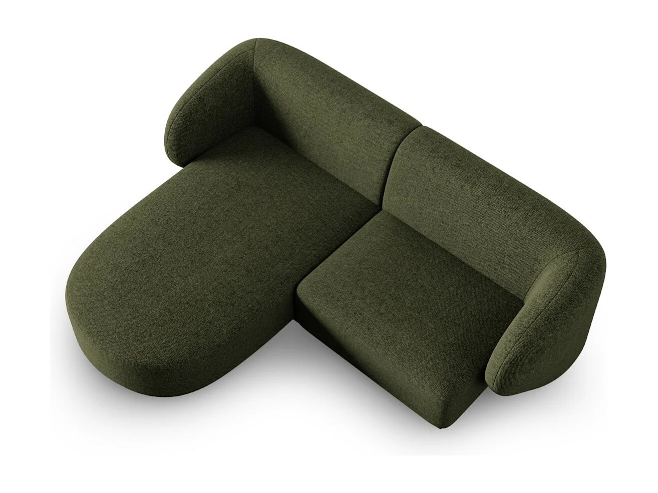 CXL by Christian Lacroix - Modulaire hoekbank links "Lionel" 3 zitplaatsen, Chenille, Heide Groen - 188x155x74cm