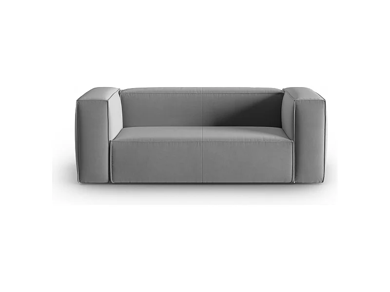 Cosmopolitan Design - 2-Sitzer Sofa "Mackay" aus Samt hellgrau - 150x94x73cm