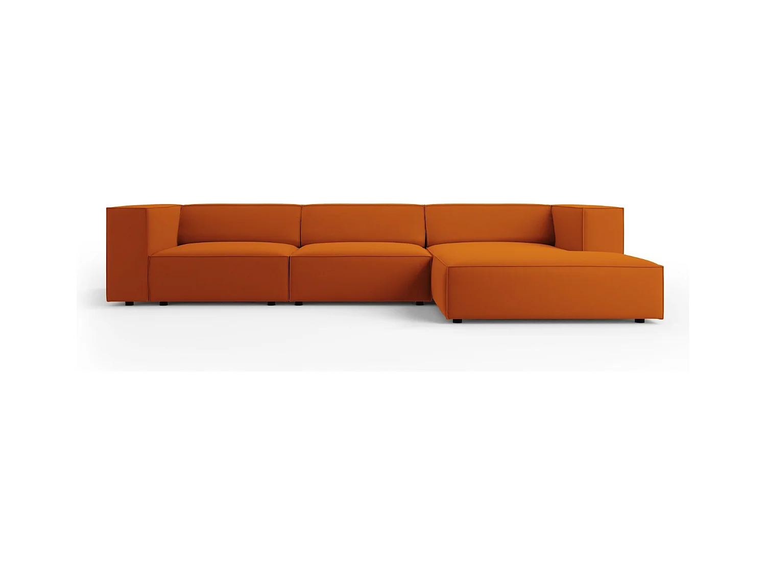 Cosmopolitan Design - Rechter hoekbank "Arendal" 4 zitplaatsen, Flueel, Terracotta - 284x166x70cm
