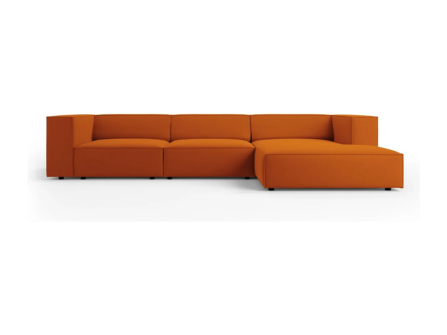 Cosmopolitan Design - Rechter hoekbank "Arendal" 4 zitplaatsen, Flueel, Terracotta - 284x166x70cm