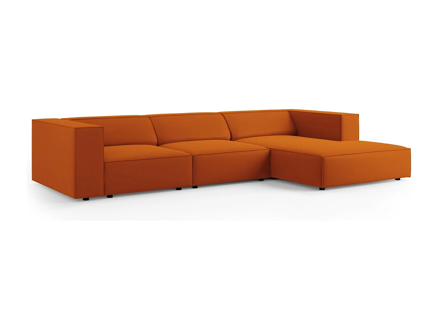 Cosmopolitan Design - Rechter hoekbank "Arendal" 4 zitplaatsen, Flueel, Terracotta - 284x166x70cm