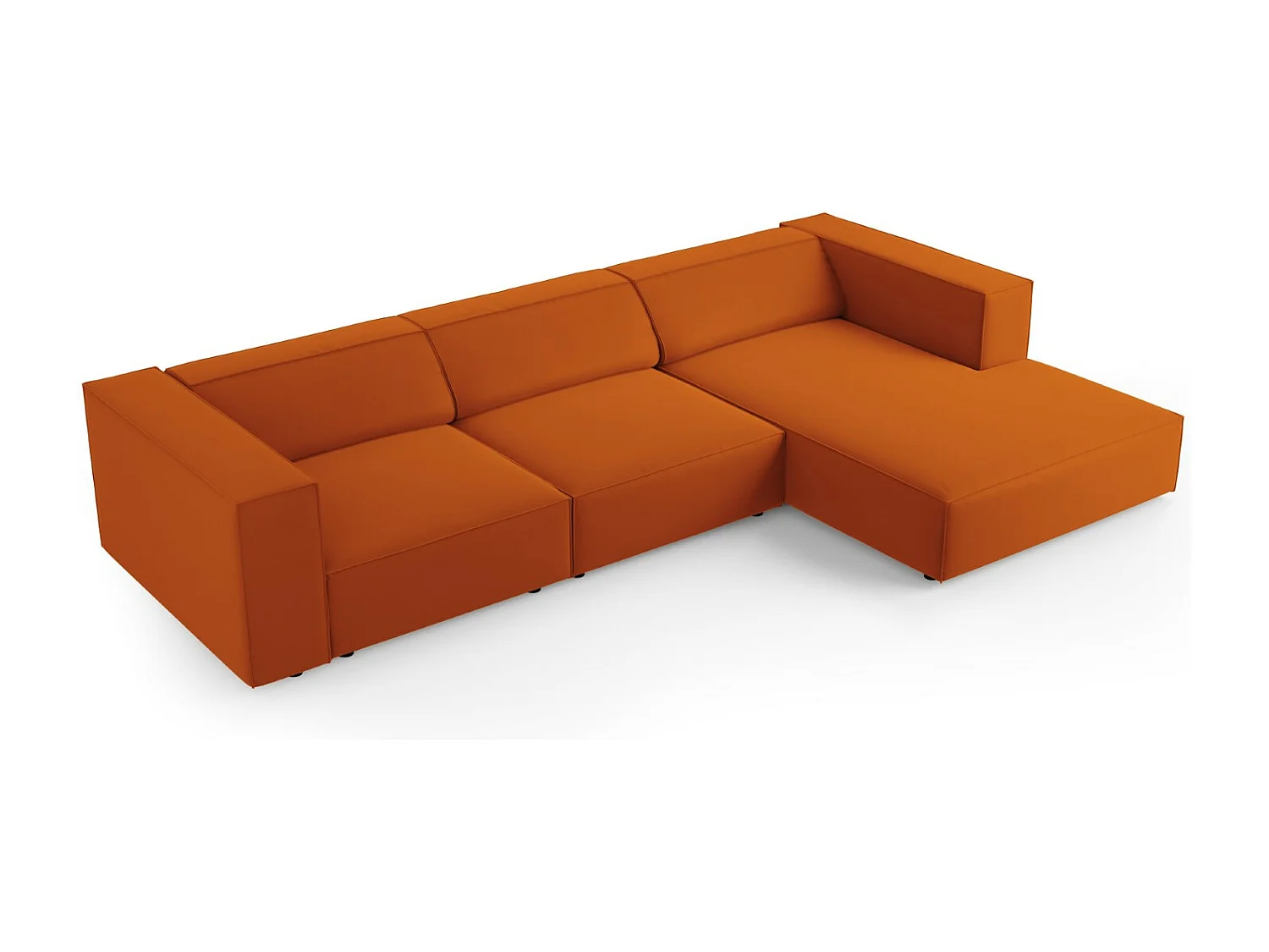 Cosmopolitan Design - Rechter hoekbank "Arendal" 4 zitplaatsen, Flueel, Terracotta - 284x166x70cm