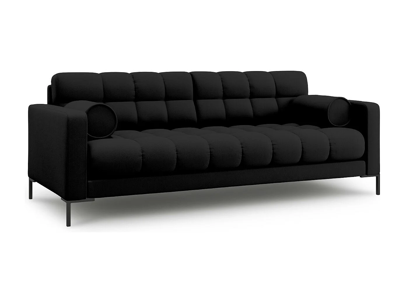 Cosmopolitan Design - Sofá "Bali" 3 lugares em tecido estrutural preto - 177x92x75cm
