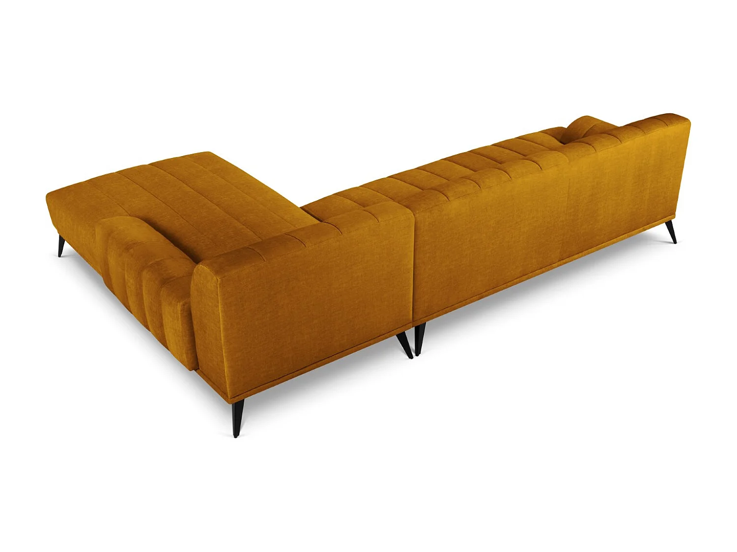 CXL by Christian Lacroix - Canapé d'angle droit "Rita" 5 places en velours moutarde - 289x185x77cm